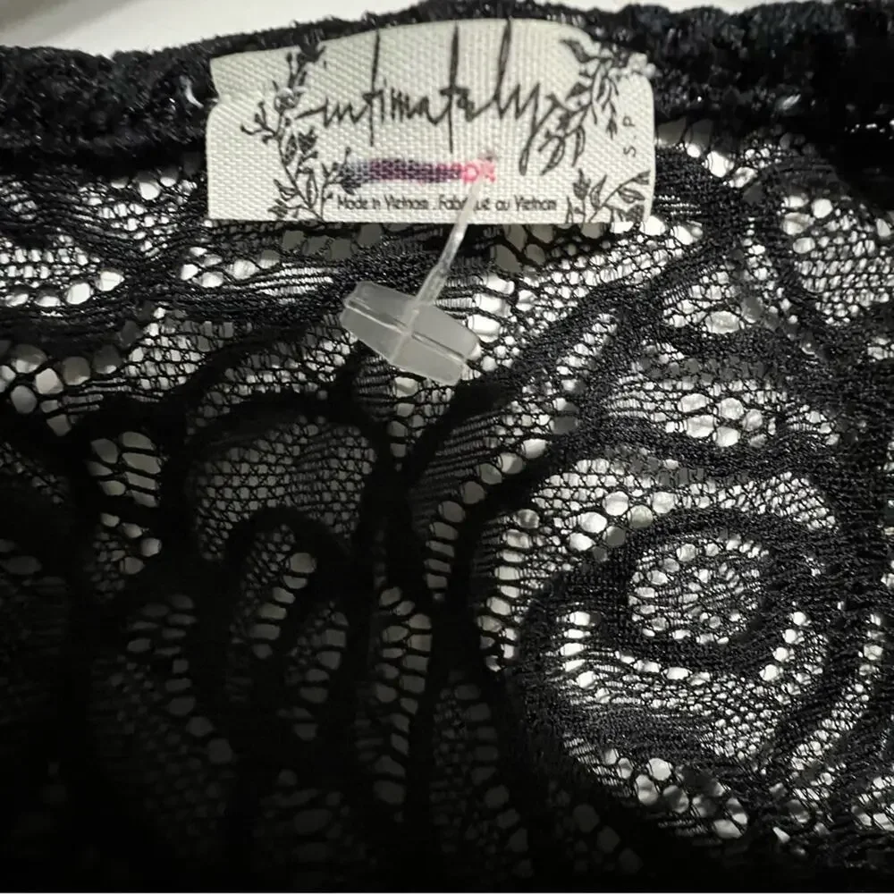 Free People Black Lace In My Head Bodysuit